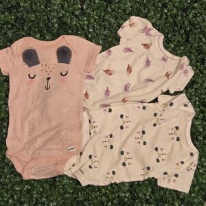 Gerber Pink and Cream Animal Print Bodysuits
